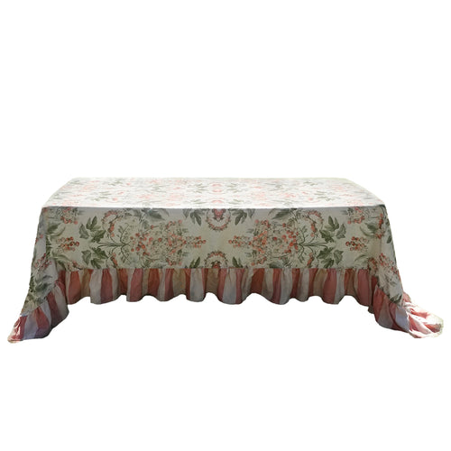 linen tablecloth birds flowers beautiful