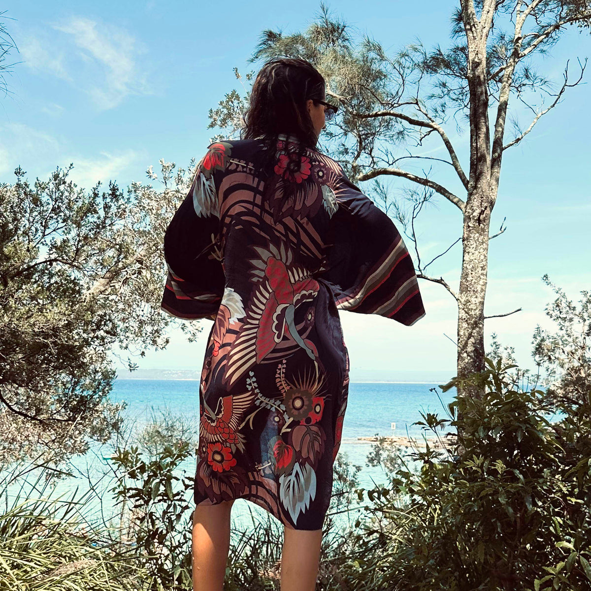 Bird of Paradise Kimono - Black