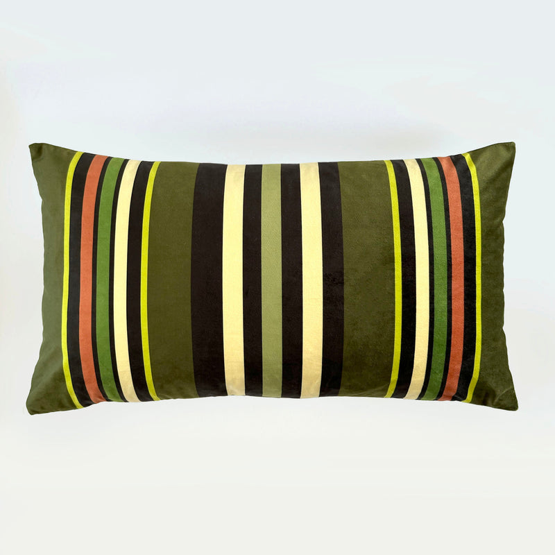 "Bird of Paradise" Velvet Cushion Cover - OLIVE