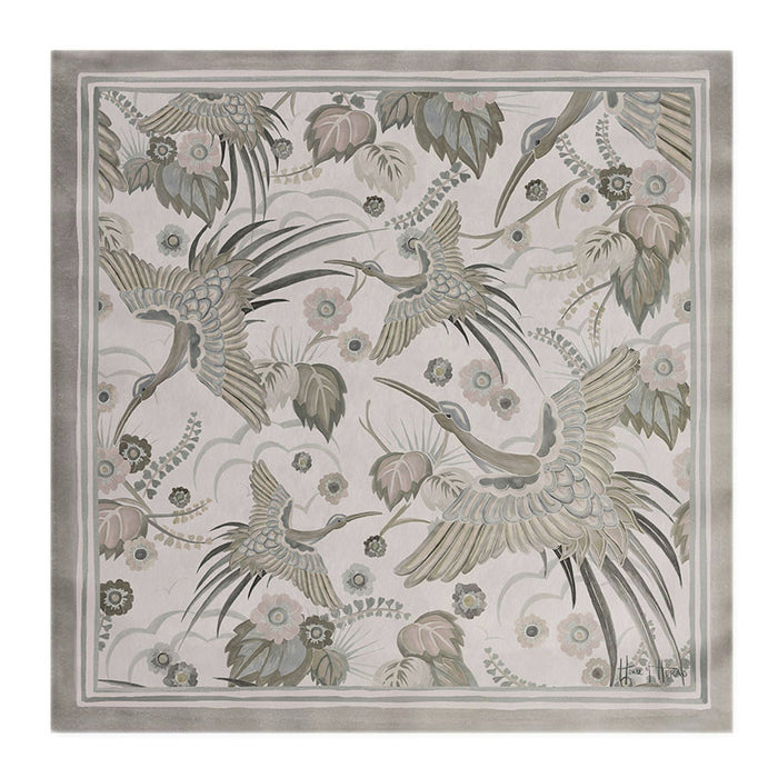 Bird Of Paradise Silk Scarf - SILVER 65cm