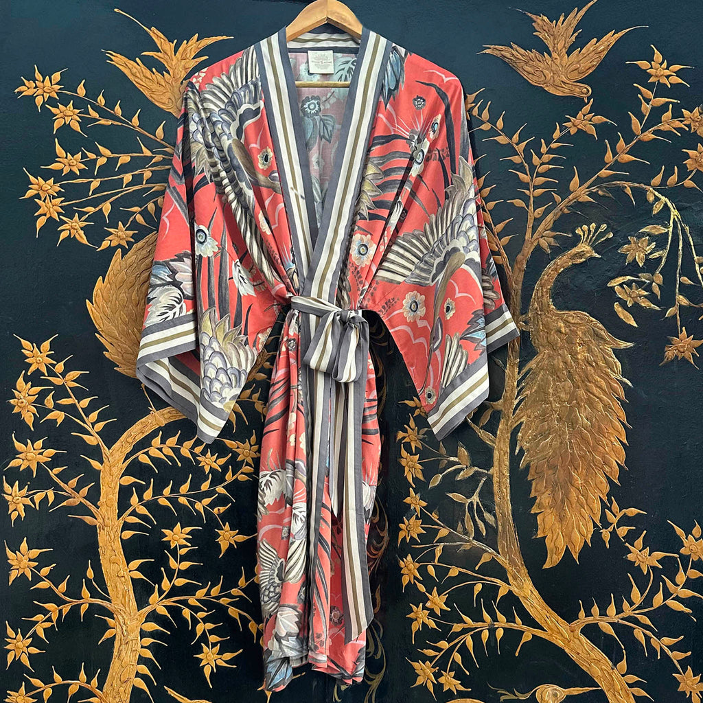 Bird of Paradise Kimono - Papaya