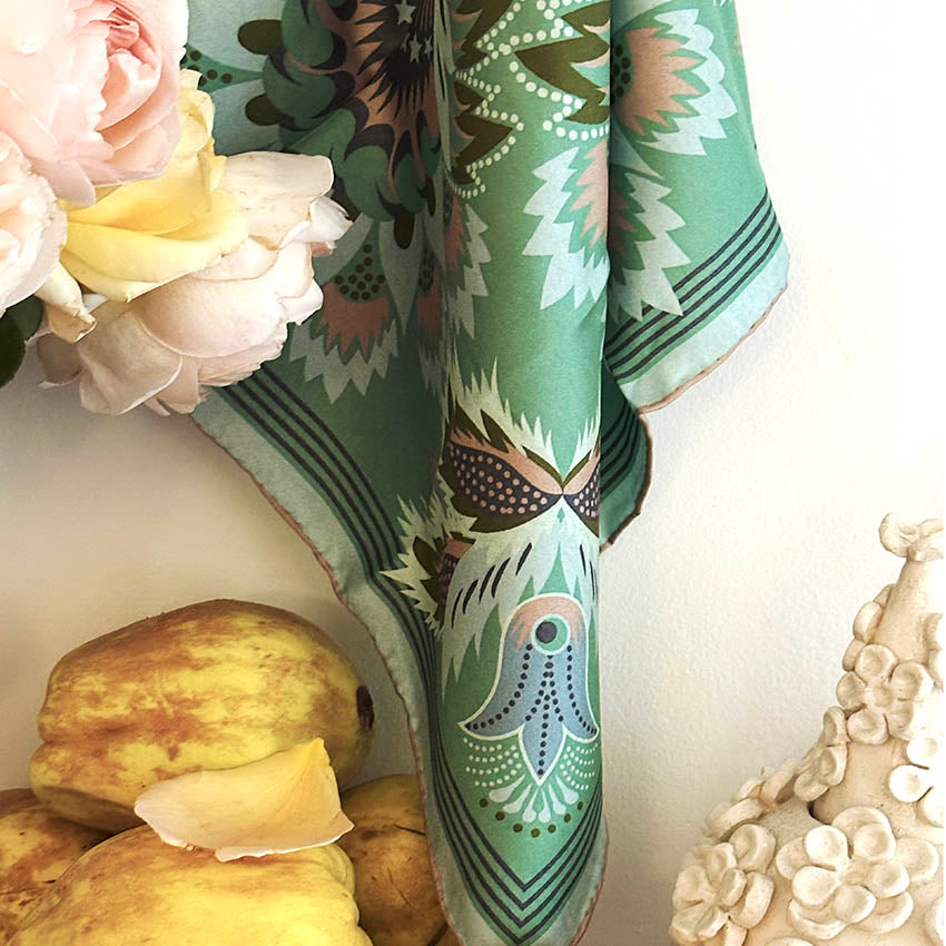 Wildflora Silk Scarf - CELADON 65cm