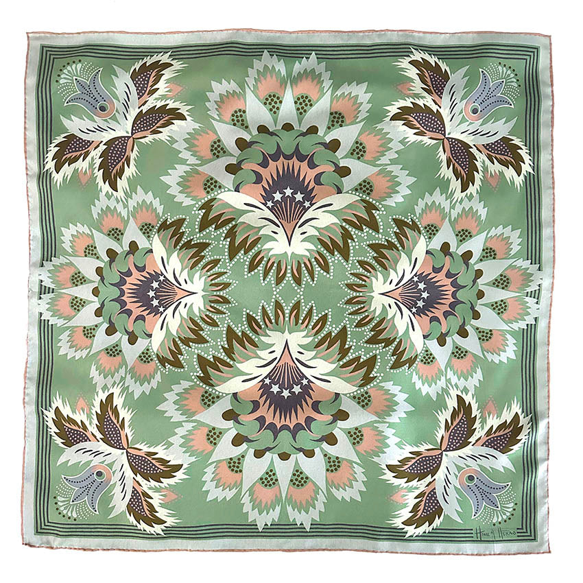 Wildflora Silk Scarf - CELADON 65cm