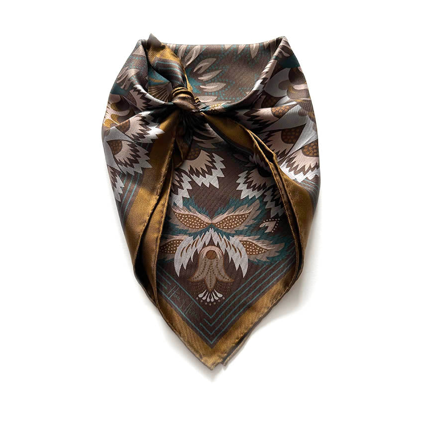 Wildflora Silk Scarf - COFFEE 43cm