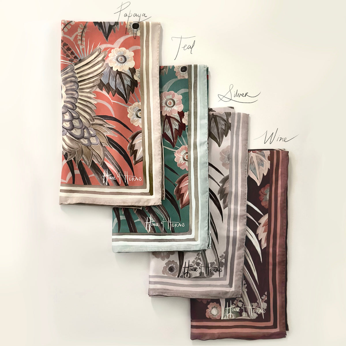Bird Of Paradise Silk Scarf - WINE 65cm