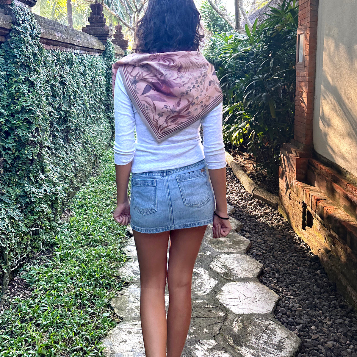 Country Garden Cotton Poplin Scarf - BLUSH 65cm