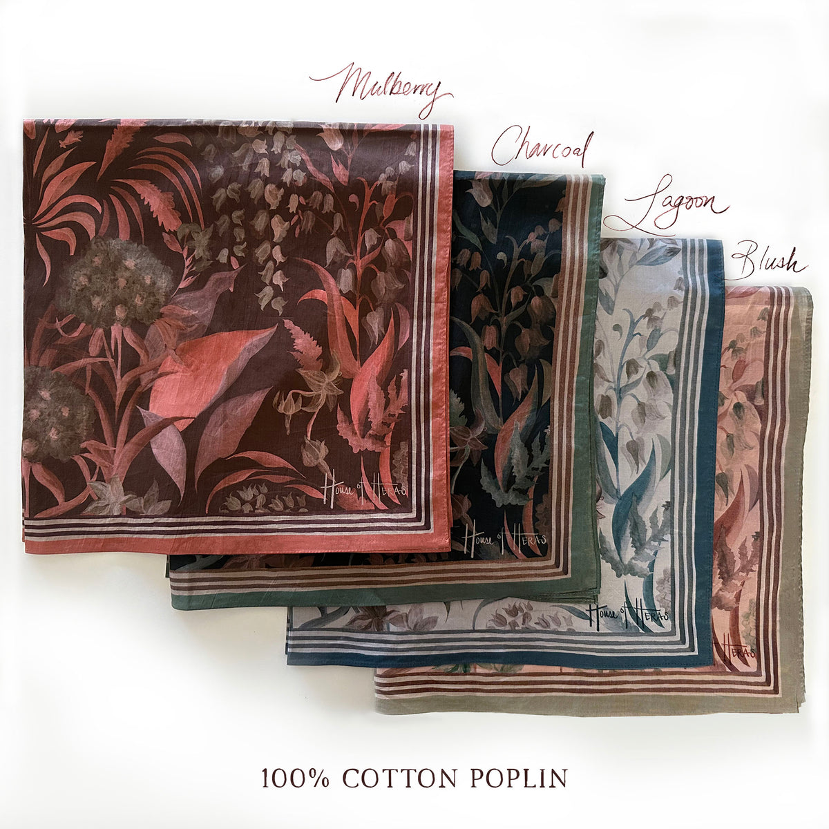 Country Garden Cotton Poplin Scarf - BLUSH 65cm