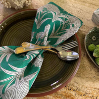 "Country Garden" Linen Napkins EMERALD - SET OF 4