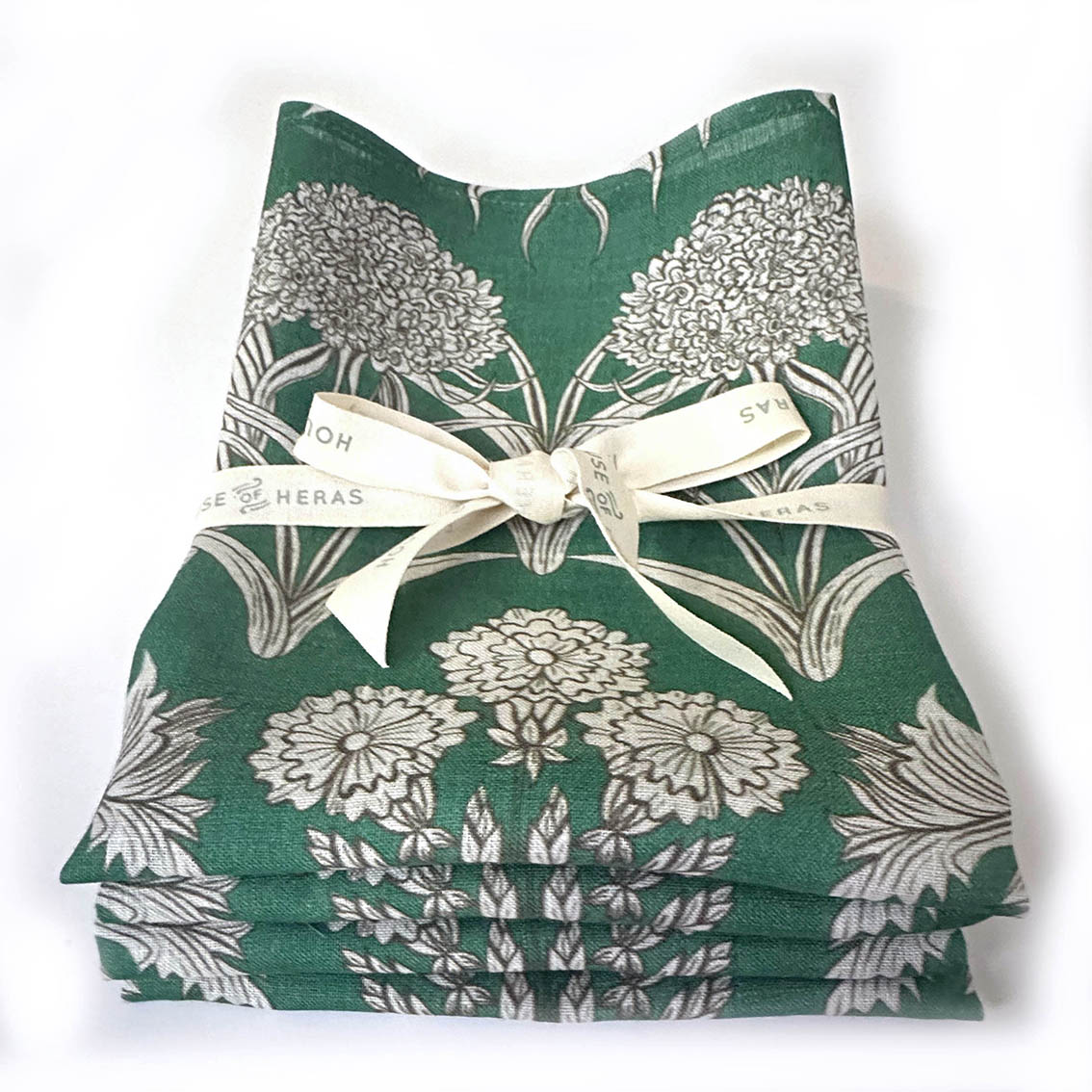 "Country Garden" Linen Napkins EMERALD - SET OF 4