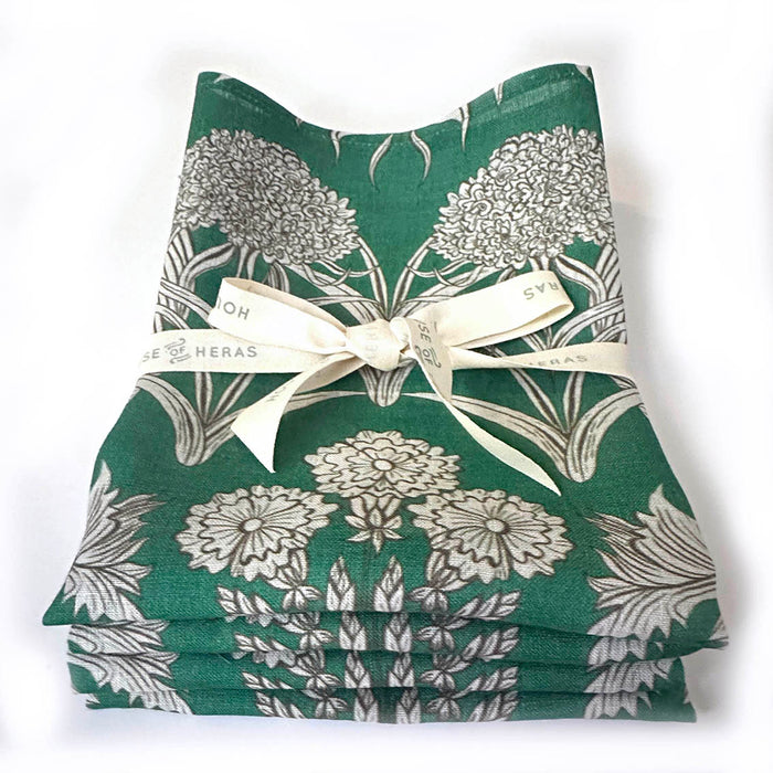 "Country Garden" Linen Napkins EMERALD - SET OF 4