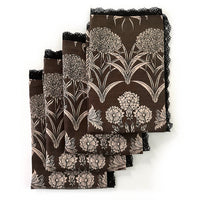 "Country Garden" Linen Napkins UMBER with cotton lace trim - SET OF 4