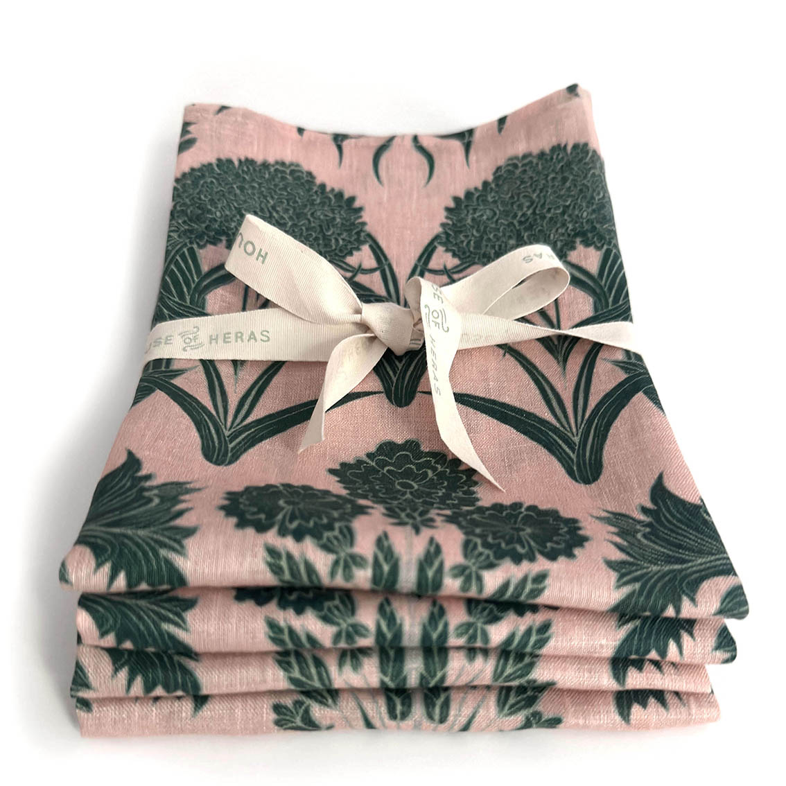 "Country Garden" Linen Napkins SALMON - SET OF 4