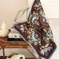 Wildflora Silk Scarf - ESPRESSO 65cm