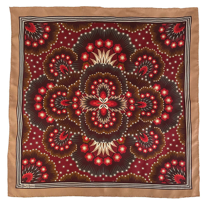 Snow Petal Silk Scarf - GARNET 65cm