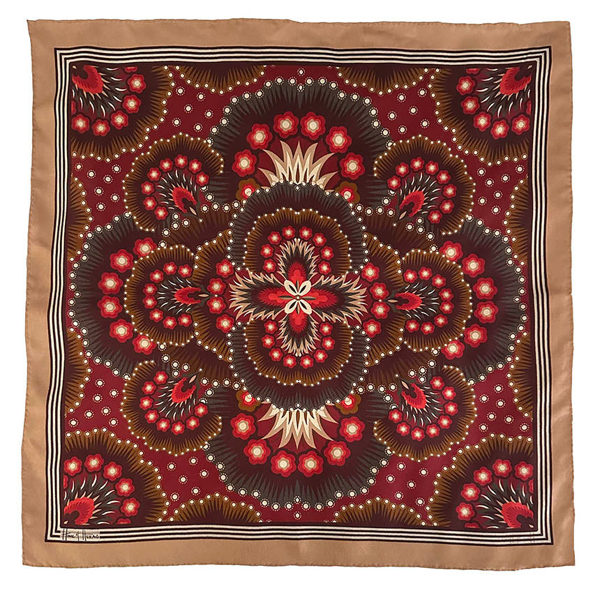 Snow Petal Silk Scarf - GARNET 65cm