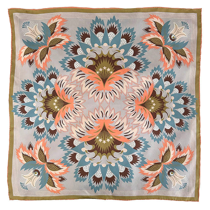 Wildflora Silk Scarf - GOLD PEACH 65cm