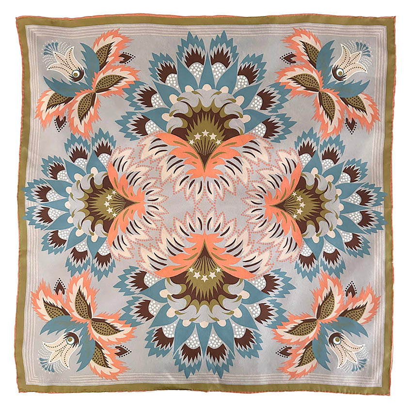 Wildflora Silk Scarf - GOLD PEACH 65cm