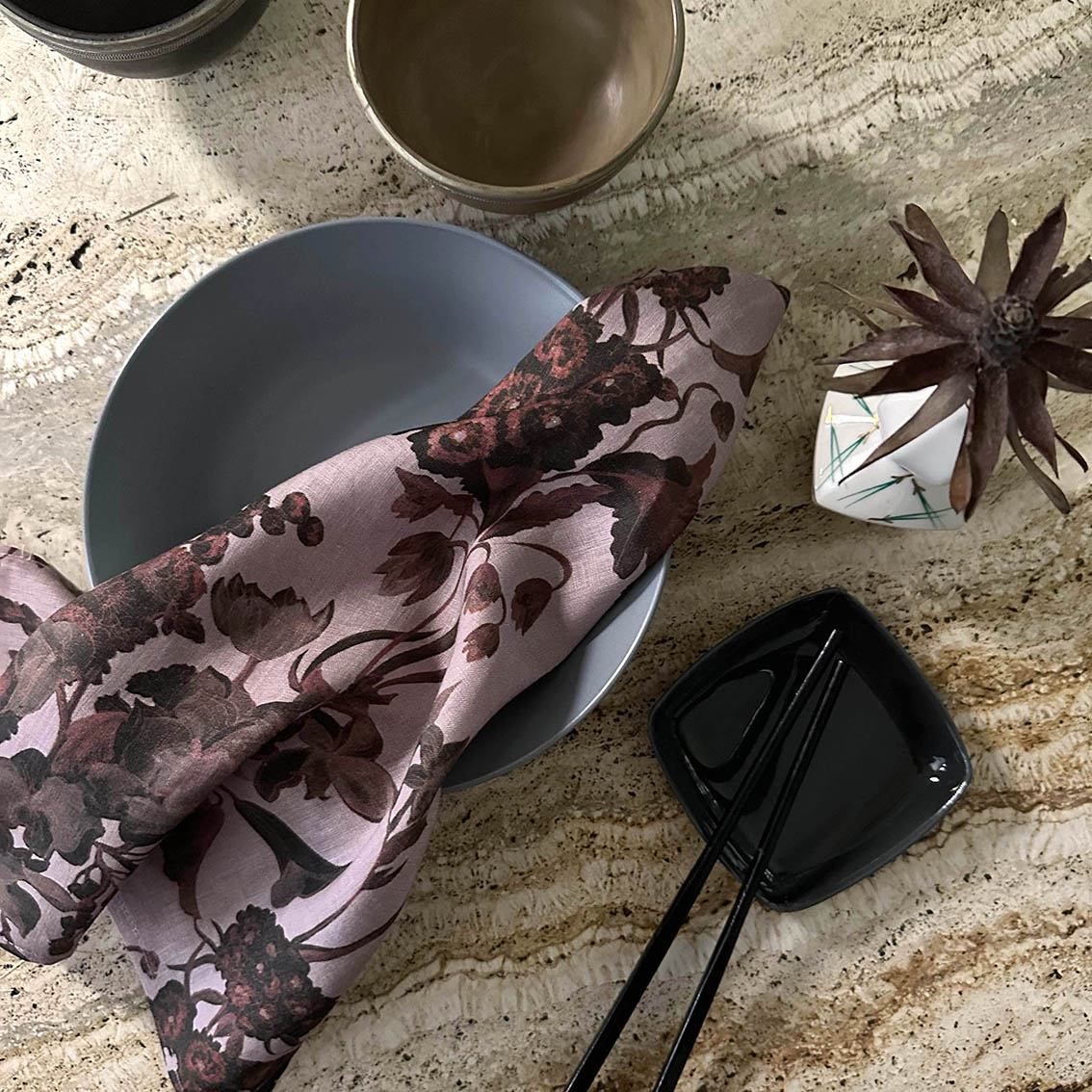 "Harvest Bloom" Linen Napkins DUSTY PINK - SET OF 4