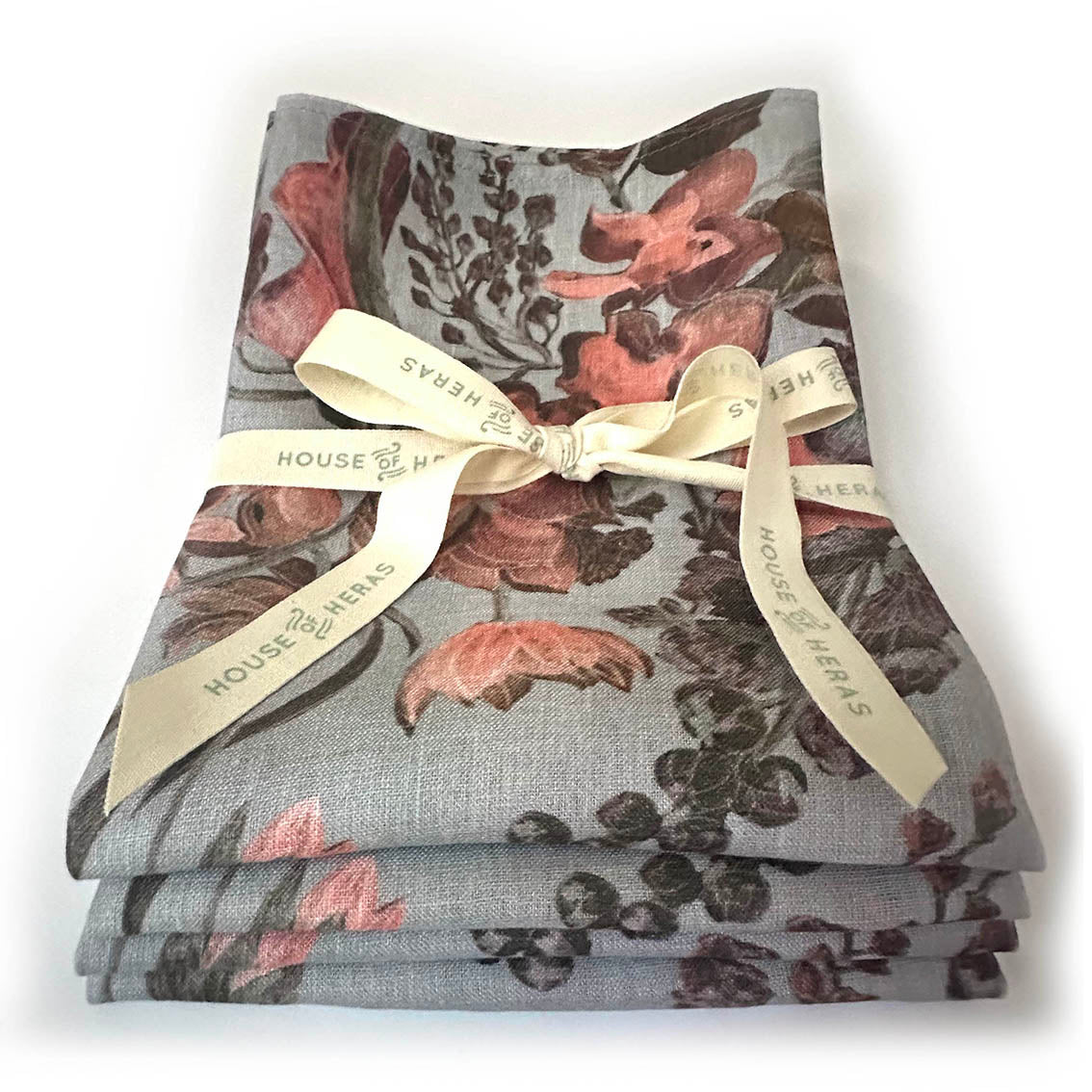 "Harvest Bloom" Linen Napkins SKY BLUE - SET OF 4