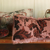 "Harvest Bloom"  linen cushion cover with velvet back - DUSTY PINK