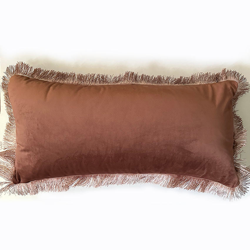 "Harvest Bloom"  linen cushion cover with velvet back - DUSTY PINK