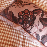 "Harvest Bloom"  linen cushion cover with velvet back - DUSTY PINK
