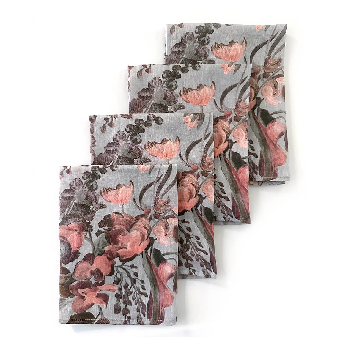 "Harvest Bloom" Linen Napkins SKY BLUE - SET OF 4