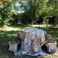 "Harvest Bloom" Linen Tablecloth - SKY BLUE