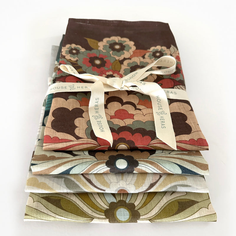 "Hummingbird Garden" Linen Napkins PRIVATE SET - MIXED SET OF 4