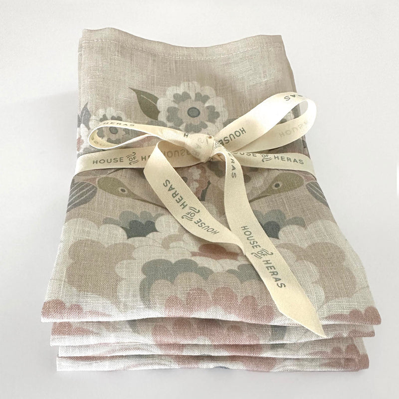 "Hummingbird Garden" Linen Napkins SHELL - SET OF 4