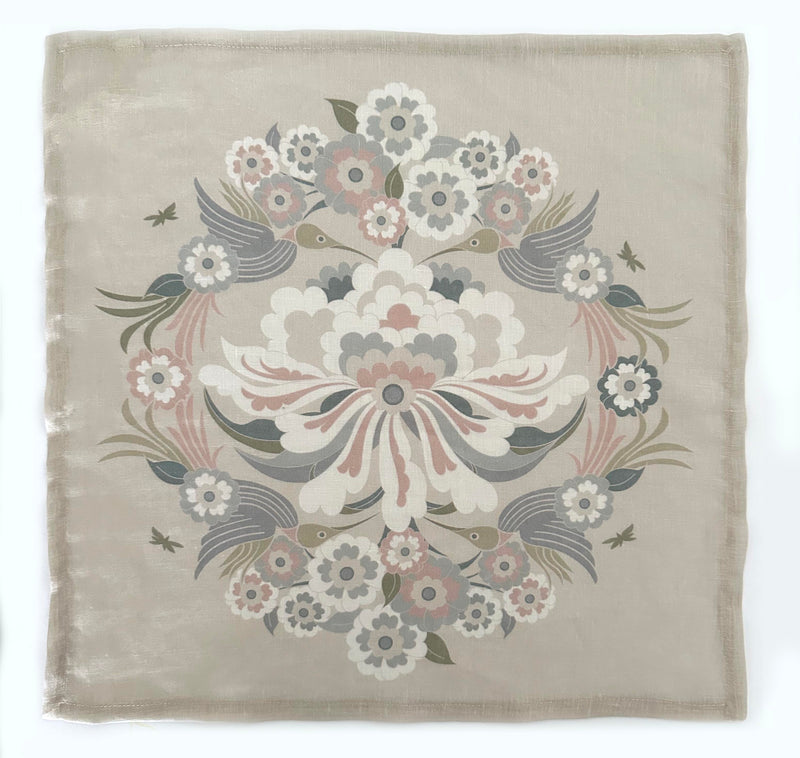 "Hummingbird Garden" Linen Napkins SHELL - SET OF 4