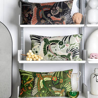 "Bird of Paradise" Velvet Cushion Cover - GREY