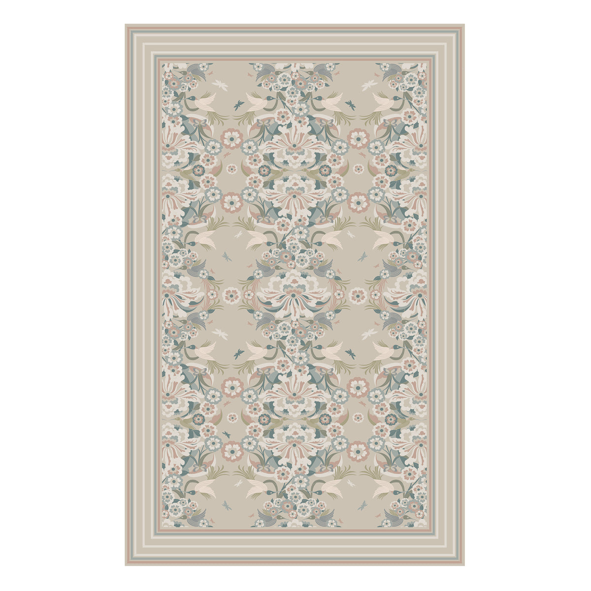 "Hummingbird Garden" Linen Tablecloth - SHELL