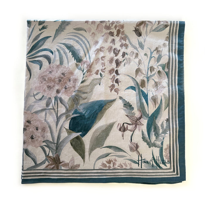 Country Garden Cotton Poplin Scarf - LAGOON 65cm