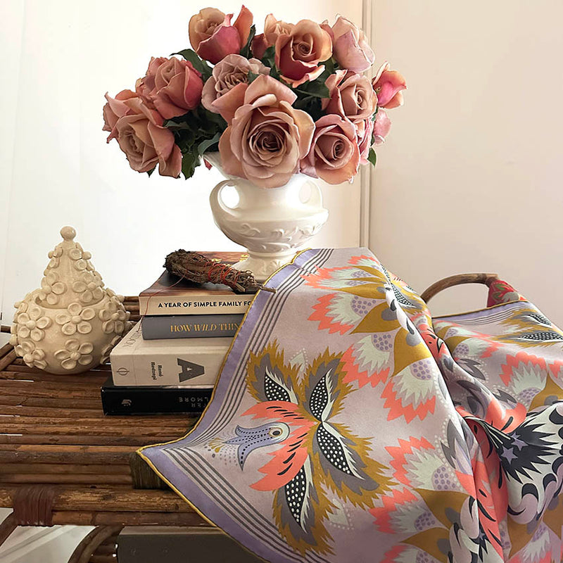 Wildflora Silk Scarf - LILAC 65cm