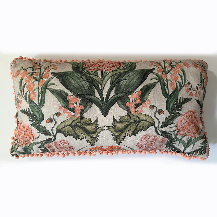 "Lily of the Valley"  linen cushion cover with velvet back - CREAM
