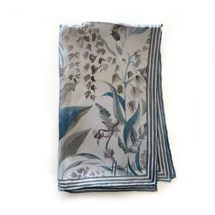 Country Garden Silk Scarf - LAGOON 65cm