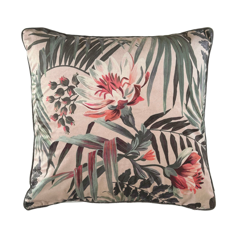 "Majestic Palm" Velvet Cushion Cover - BLUSH