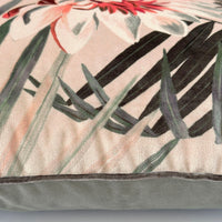 "Majestic Palm" Velvet Cushion Cover - BLUSH