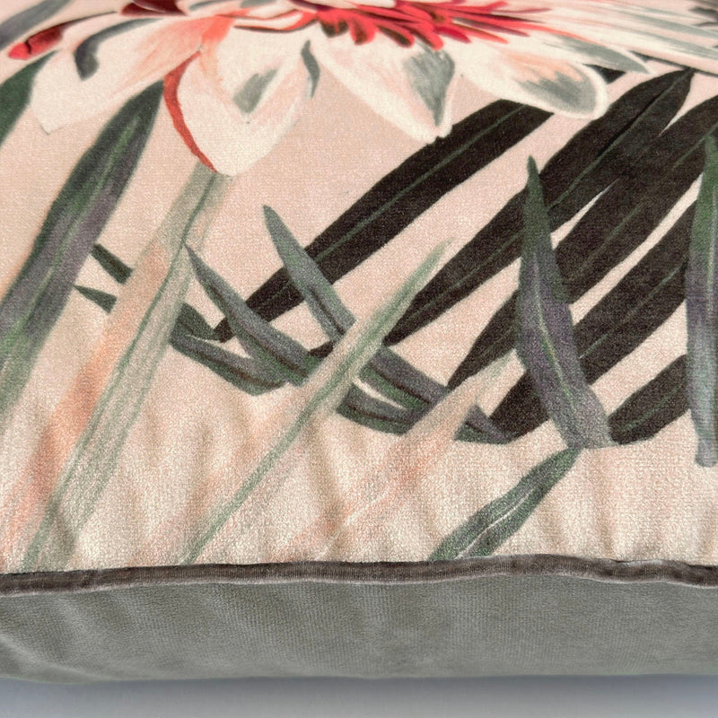 "Majestic Palm" Velvet Cushion Cover - BLUSH