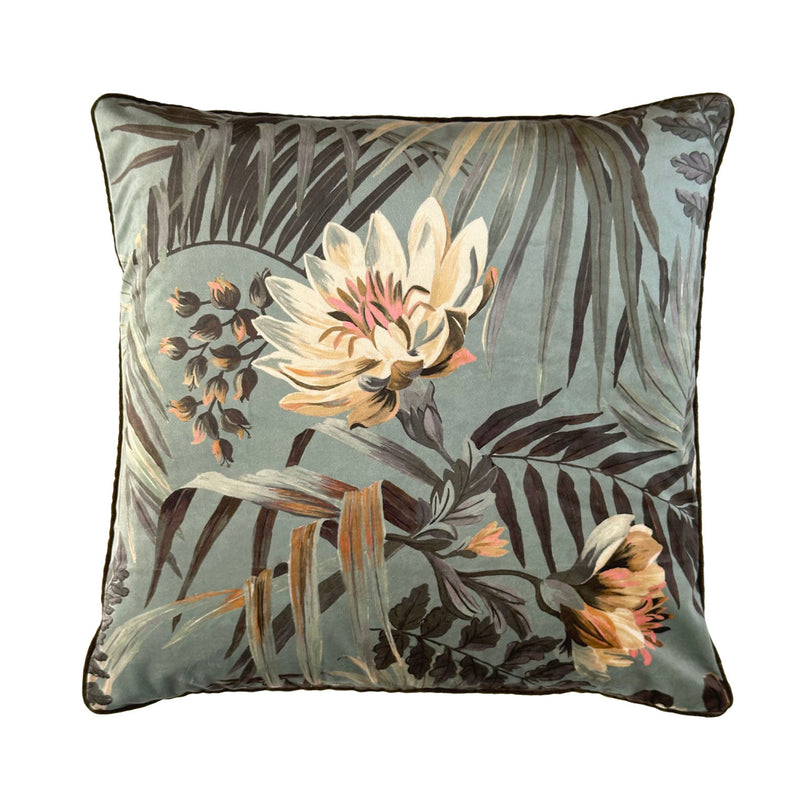 "Majestic Palm" Velvet Cushion Cover - SAGE