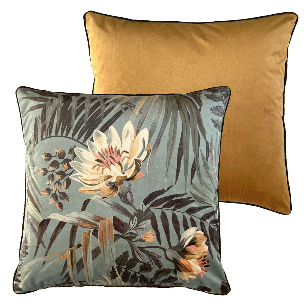 "Majestic Palm" Velvet Cushion Cover - SAGE