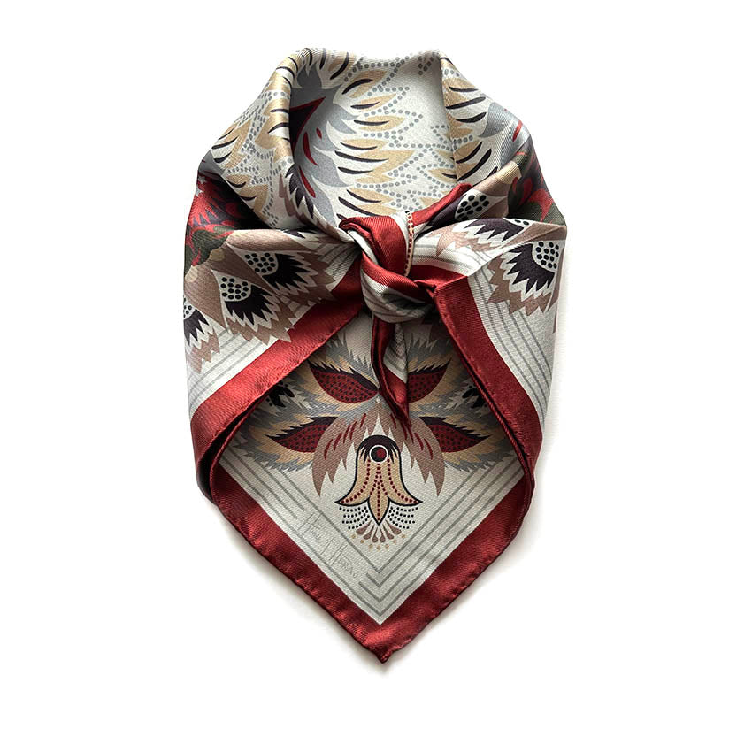 Wildflora Silk Scarf - MERLOT 43cm
