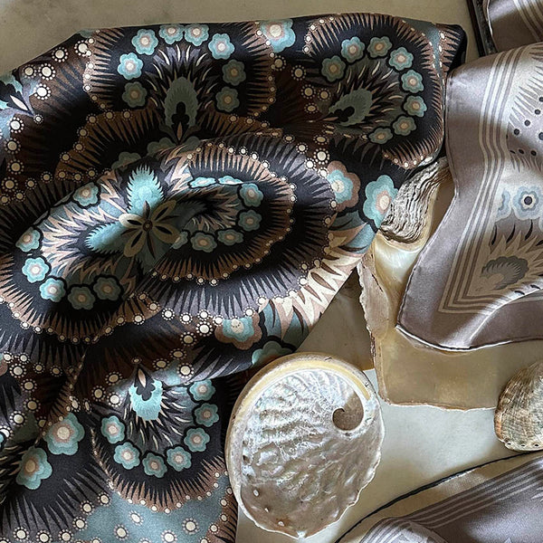 Snow Petal Silk Scarf - MINERAL 65cm