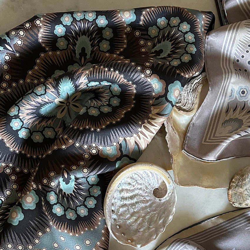 Snow Petal Silk Scarf - MINERAL 65cm