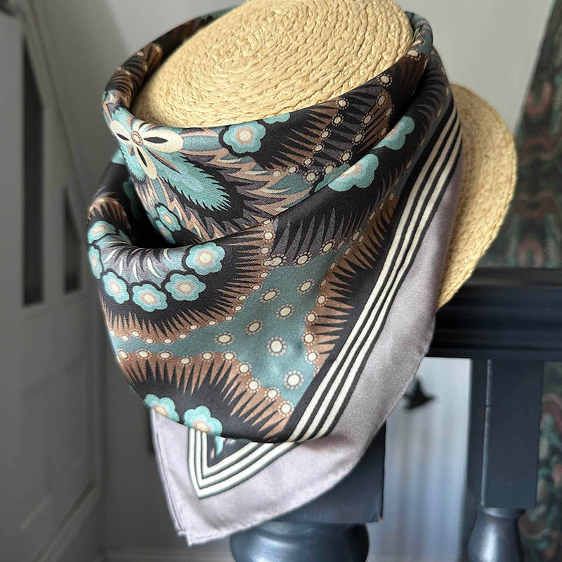 Snow Petal Silk Scarf - MINERAL 65cm