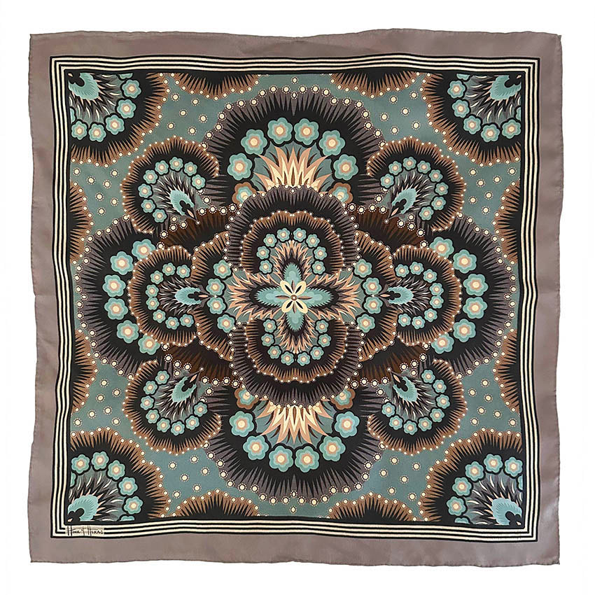 Snow Petal Silk Scarf - MINERAL 65cm