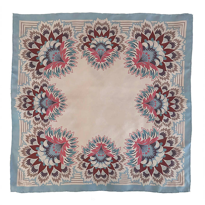 Wildflora Border Silk Scarf - MIST 65cm