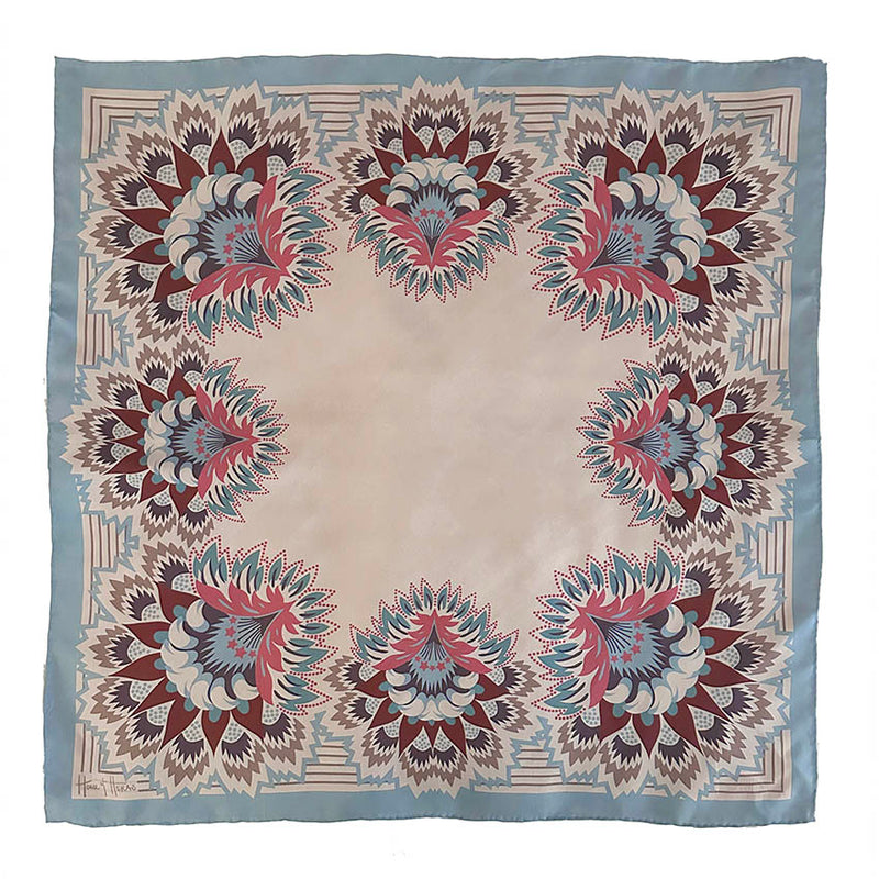 Wildflora Border Silk Scarf - MIST 65cm