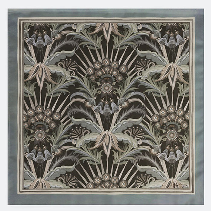 Morning Flowers Silk Scarf BLACK - 110cm